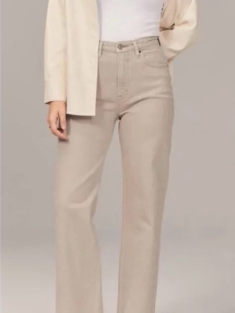 Abercrombie & Fitch Curve Love High Rise 90s Relaxed Jean in oat 6 regular